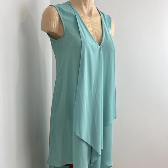 No Brand Women's Small Aqua Blue Sleeveless Hi Low Midi Dress Draped Cover Up - Picture 10 of 12